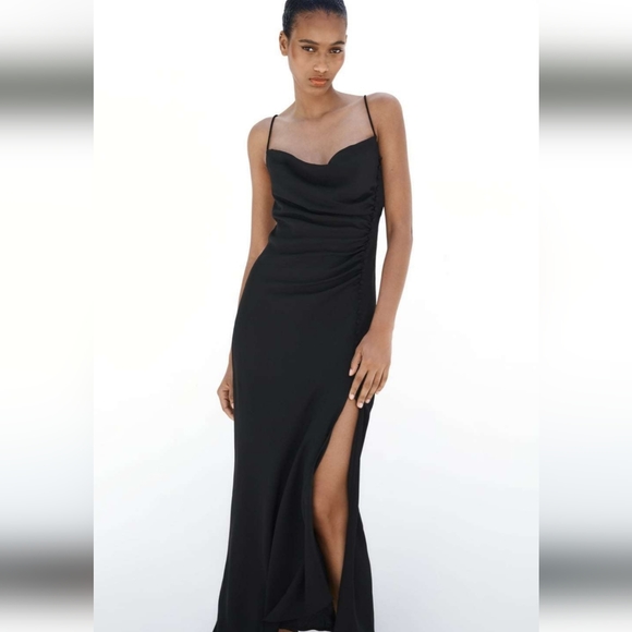 ZARA Slip Dress Black Lingerie Style Midi Blogger Fave! SIZE S - Picture 11 of 12